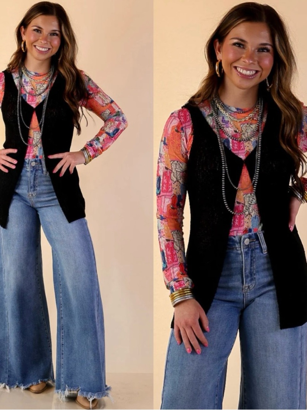 Black Knit 3 Clasp Vest NWT